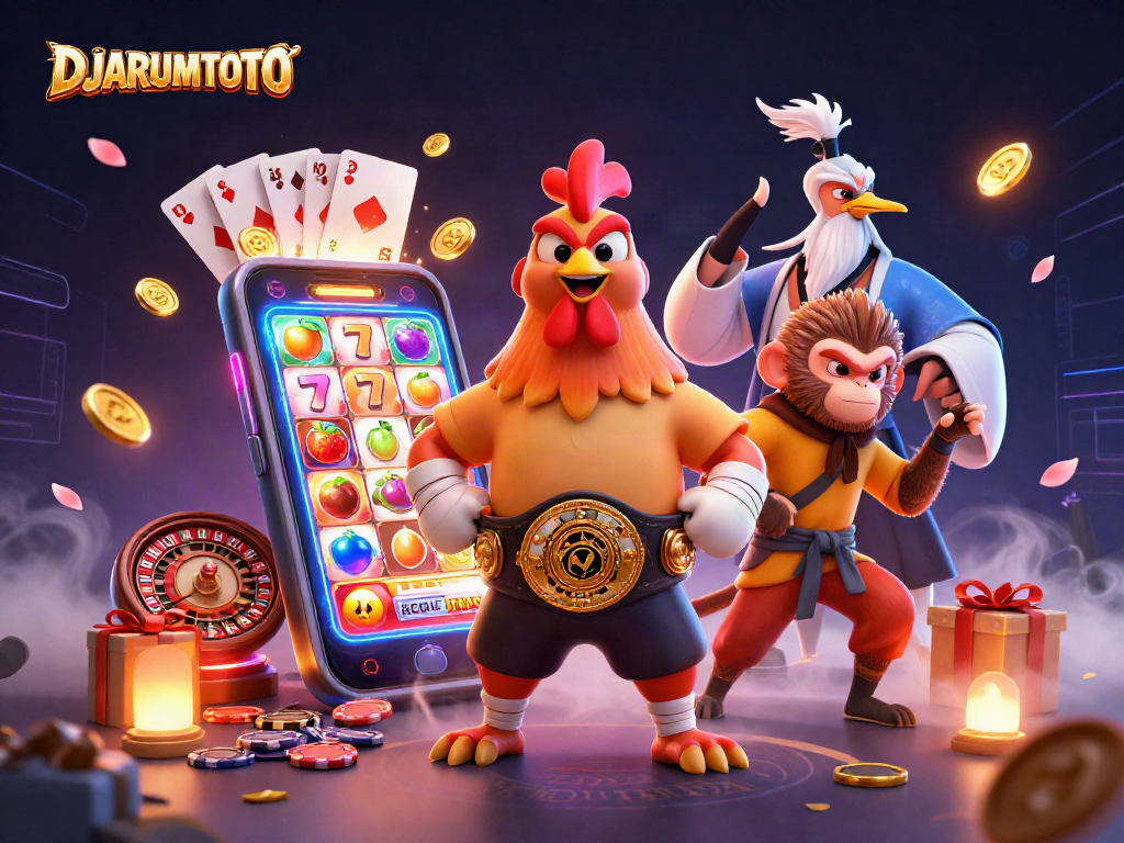 Experience the excitement of DJARUMTOTO with vibrant characters and dynamic casino action.