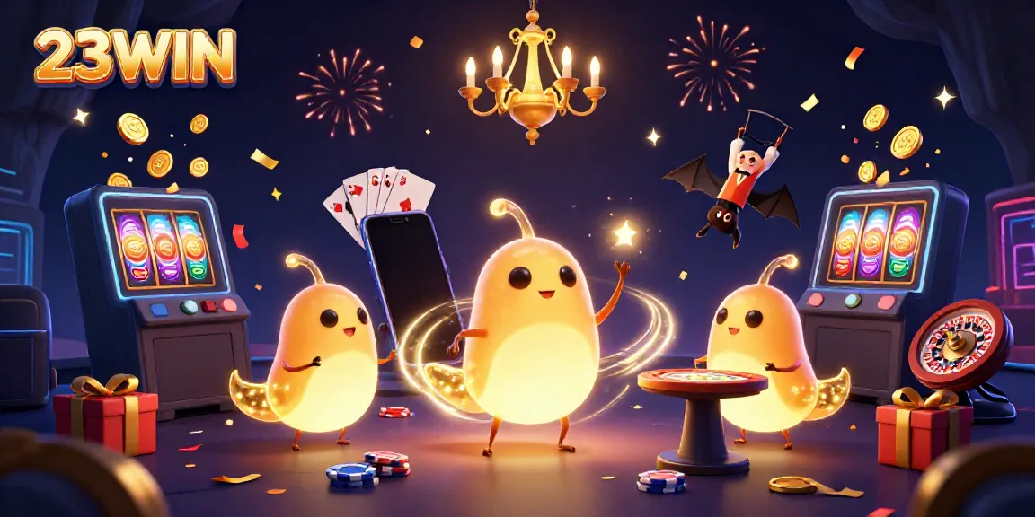 Watch the 23WIN glowing team of worm-like creatures illuminating an exciting casino filled with games and prizes.