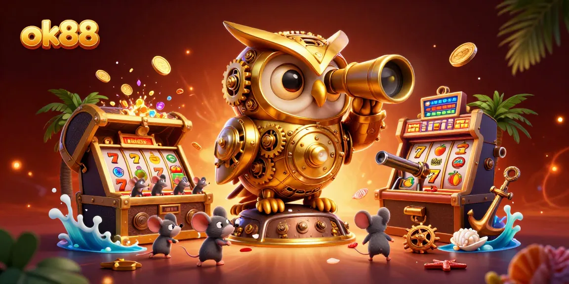 Spin the slots at ok88 with unique animated characters and vibrant casino elements.