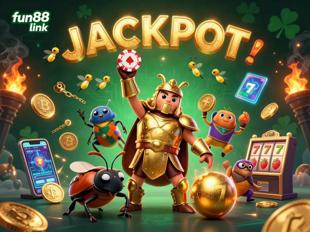 Experience the excitement of fun88 link with a dazzling casino illustration celebrating jackpots and wins.