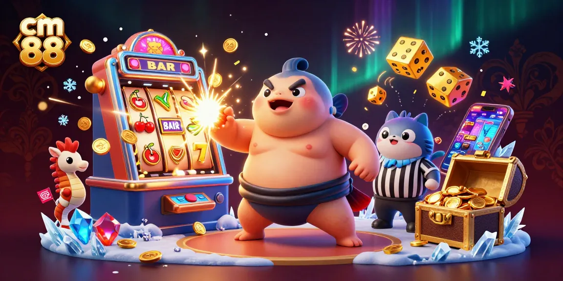 Experience excitement at cm 88 with a dynamic casino-themed underwater scene featuring animated characters and game elements.