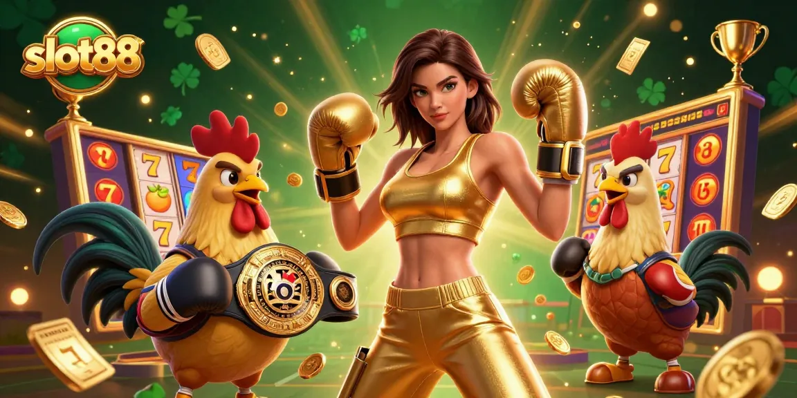 Win big with slot88 in this vibrant 3D illustration featuring dynamic characters and casino elements.