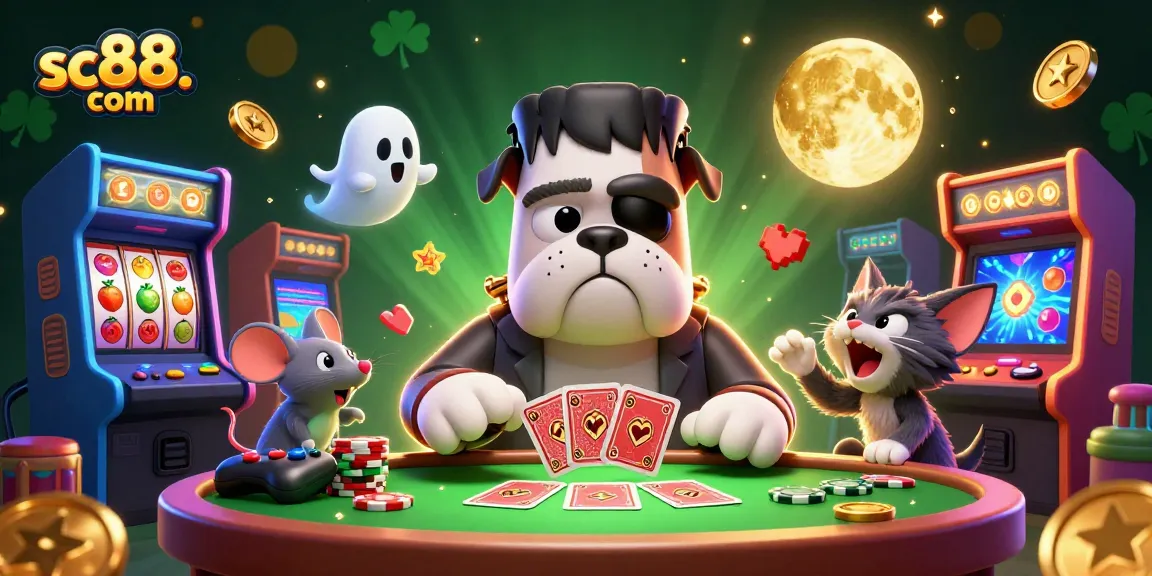 Engage with sc88. com and experience thrilling casino action with colorful characters in a vibrant illustration.