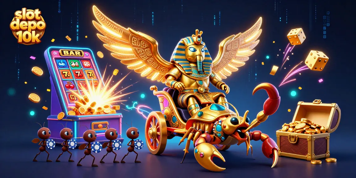 Spin to win with slot depo 10k, featuring a dynamic scene of jackpot excitement.