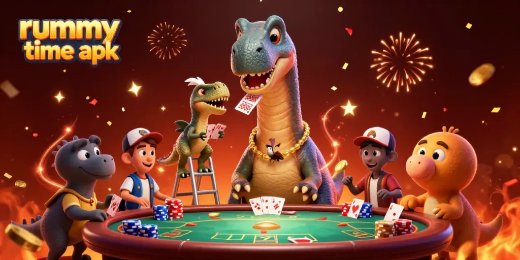 Experience thrilling gameplay with the rummy time apk in this vibrant casino scene.