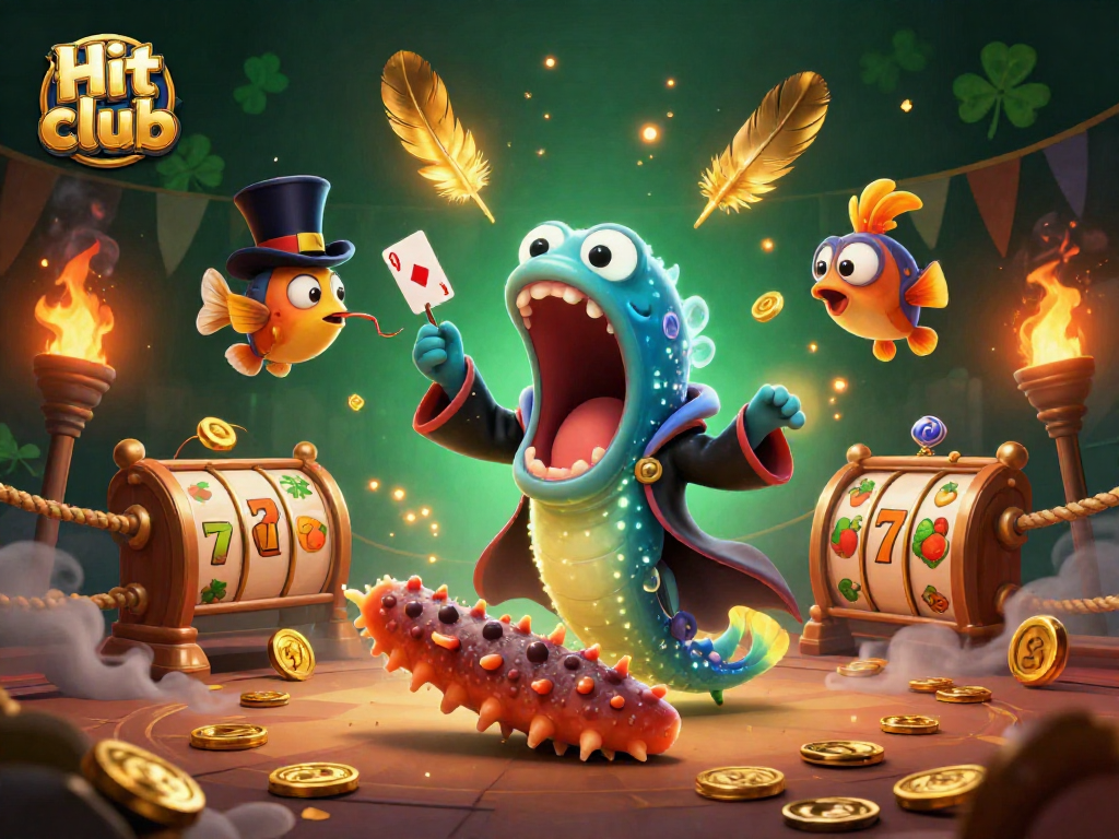 Hit club immersive casino scene with magical sea creatures performing card tricks and vibrant game elements.