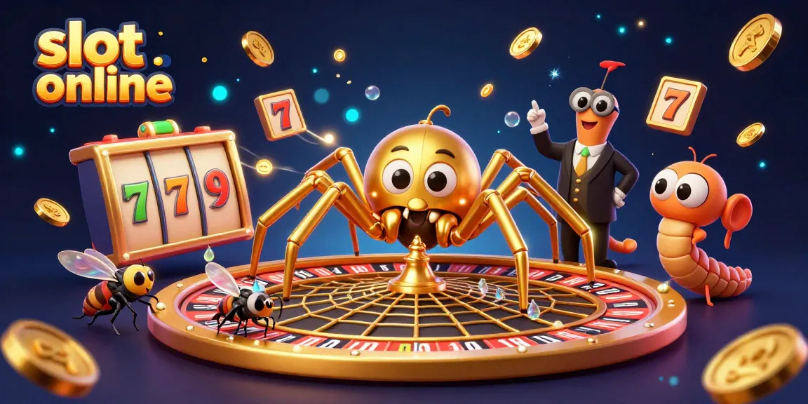 Experience the excitement of slot online with our vibrant 3D illustration featuring dynamic game elements and characters.