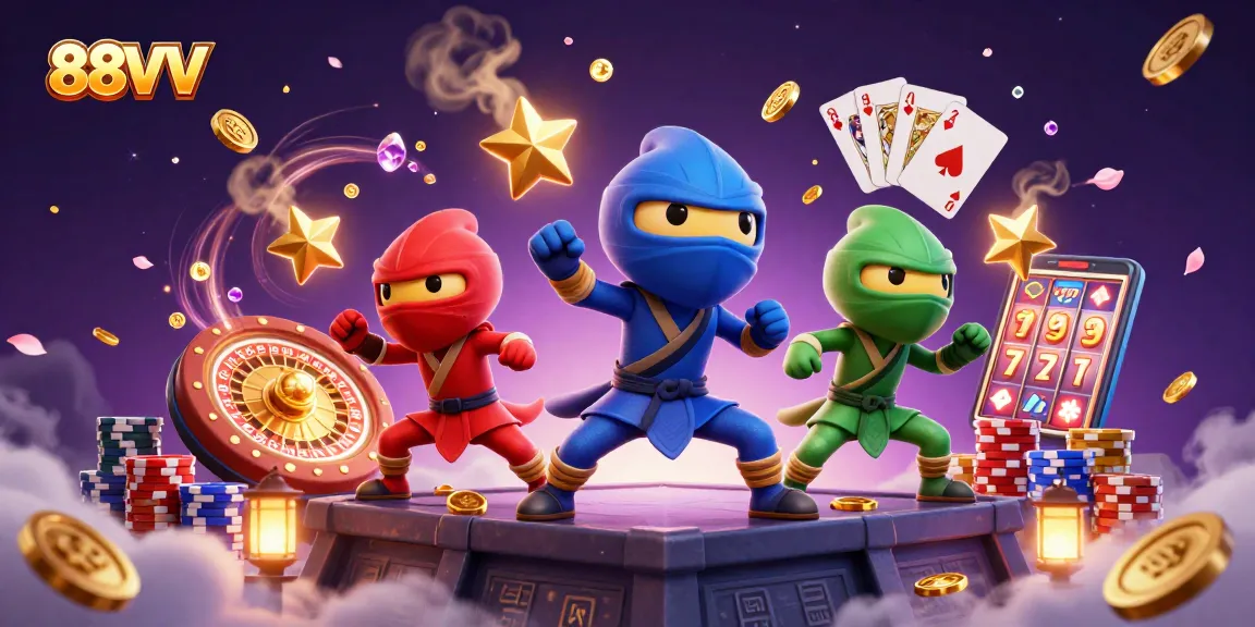 Experience thrilling gameplay at 88VV with ninja chameleons and cascading coins!