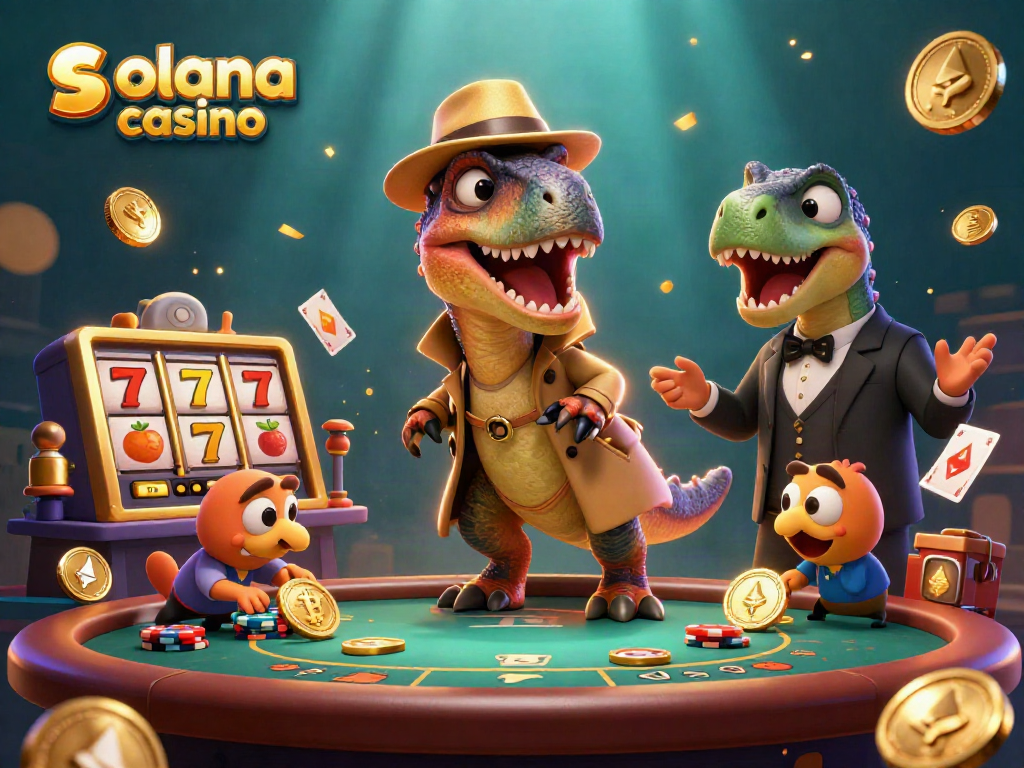 Experience thrilling gameplay at solana casino with 3D cartoon characters engaging in blackjack.