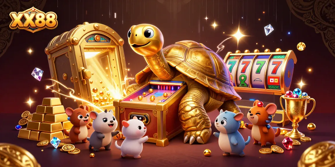 Experience thrilling gameplay at XX88 with an exciting scene featuring a golden tortoise pinball machine.