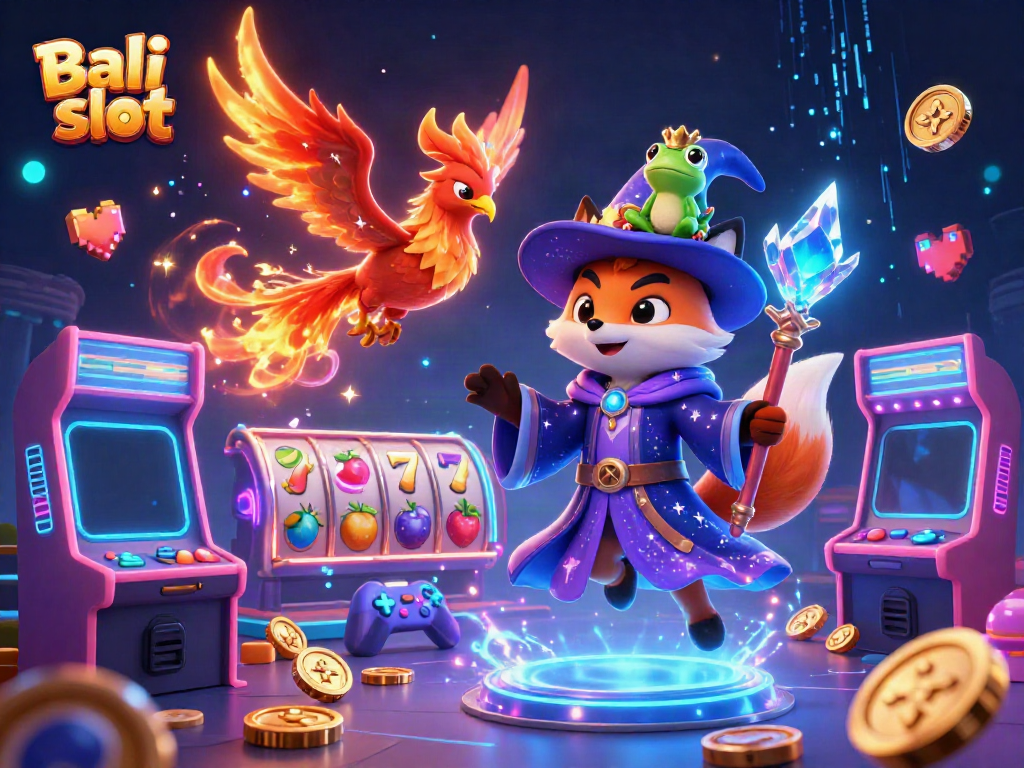Engage with the dynamic Bali slot scene featuring vibrant characters and interactive gaming elements.