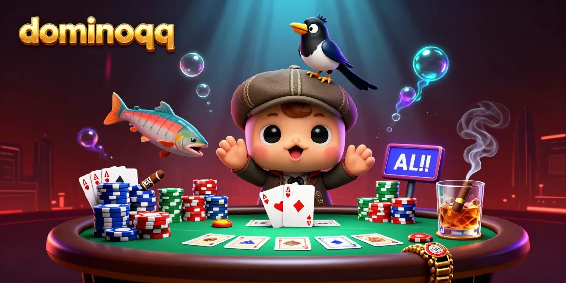 Play poker with exciting dominoqq characters in a vibrant casino scene.