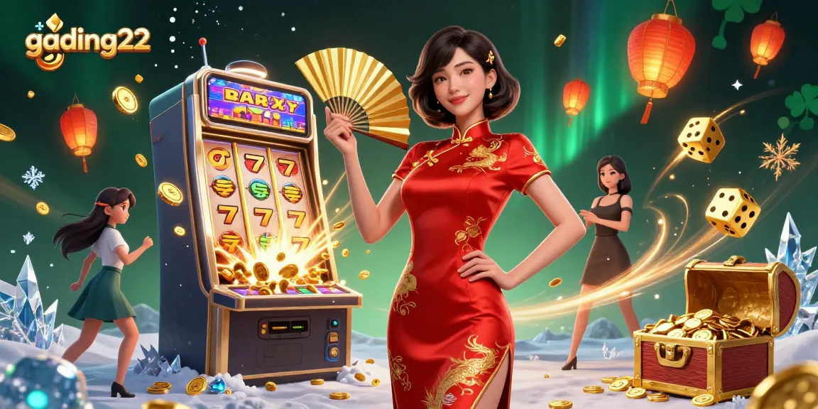 Play exciting casino games with gading22, featuring a vibrant scene of luck and fortune.