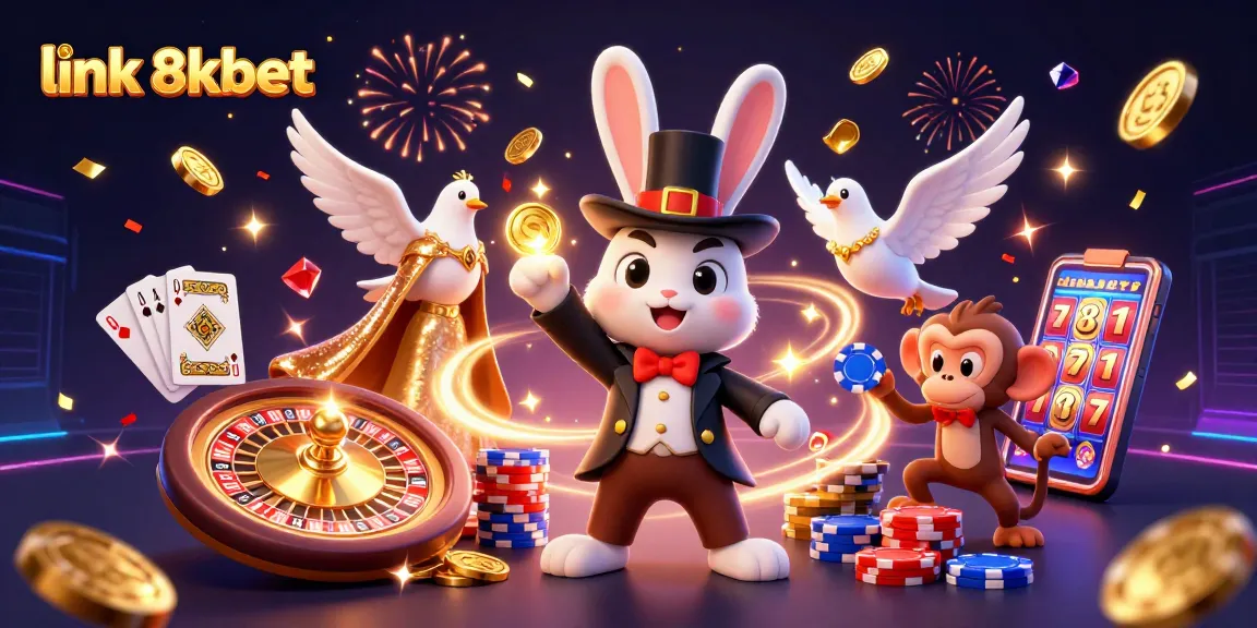 Engage in thrilling gameplay with link 8xbet, featuring colorful poker chips and casino magic.
