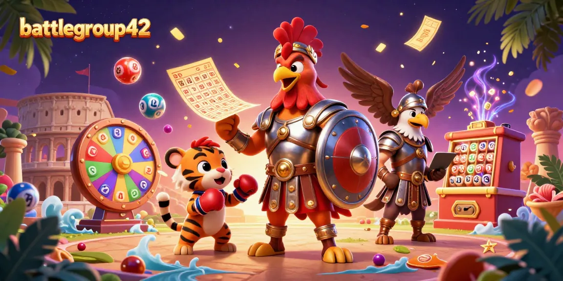 Engage with battlegroup42's gaming excitement in a vibrant 3D fantasy casino illustration.