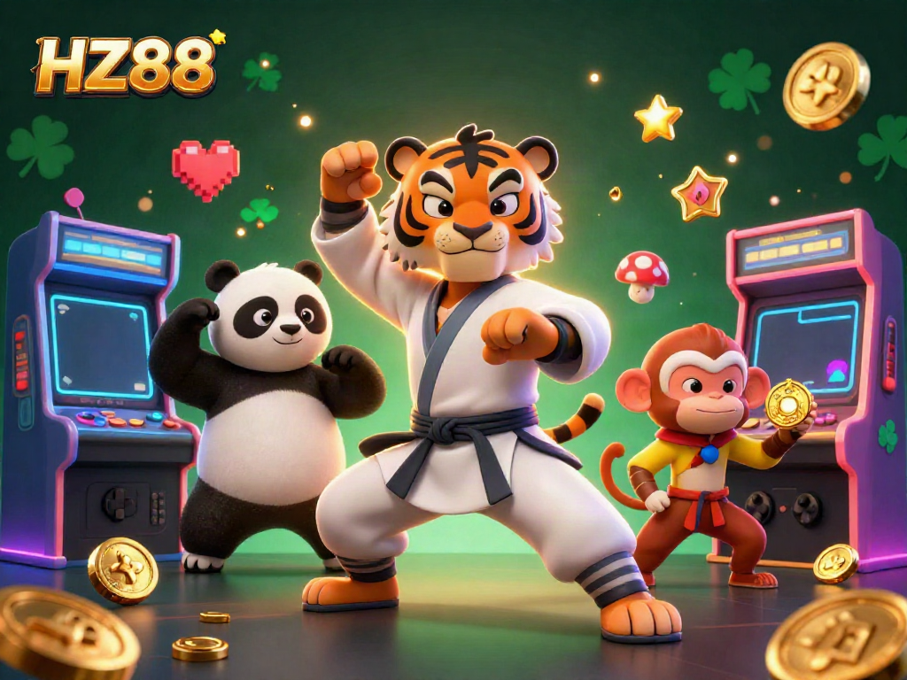 Experience thrilling gameplay at HZ88 with dynamic 3D characters in a colorful casino scene.