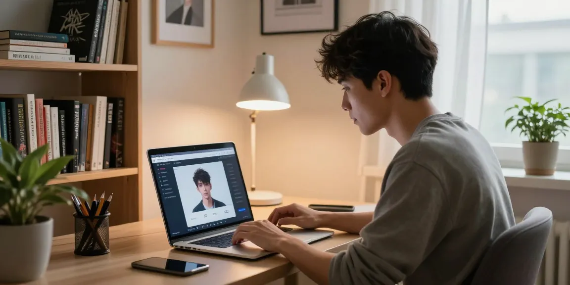 Engaging with NSFW AI content on a modern laptop in a stylish home office setting.