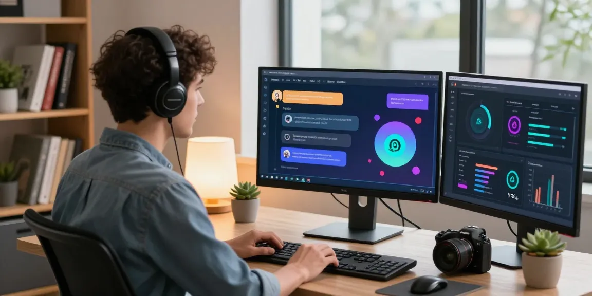 Engaging conversation with Crush AI on sleek monitor in a modern tech workspace.