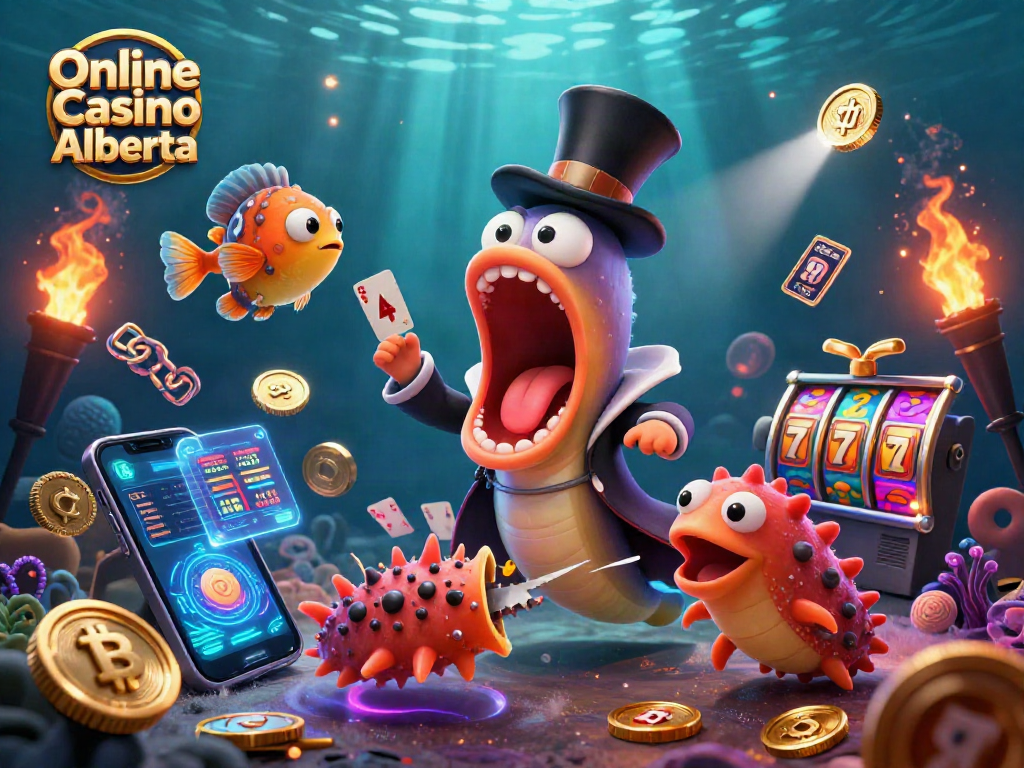 Engage with thrilling plays at Online Casino Alberta featuring unique deep-sea characters and game elements.