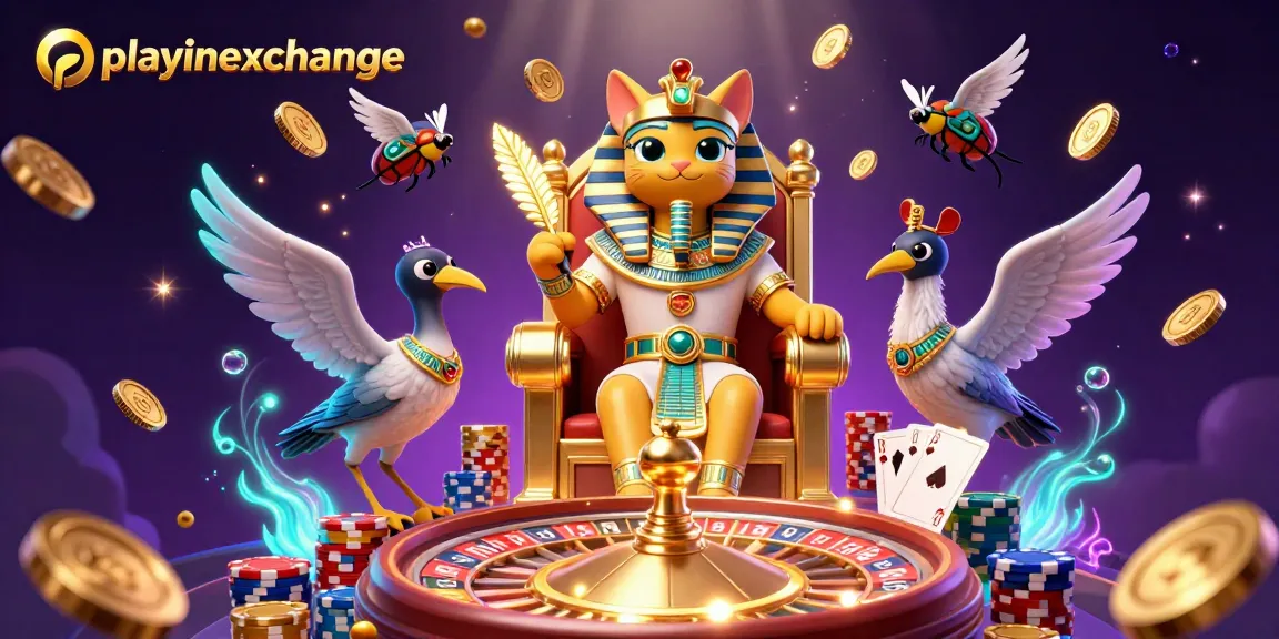 Experience thrilling gaming action on playinexchange with a vibrant, animated casino scene featuring characters and gaming elements.