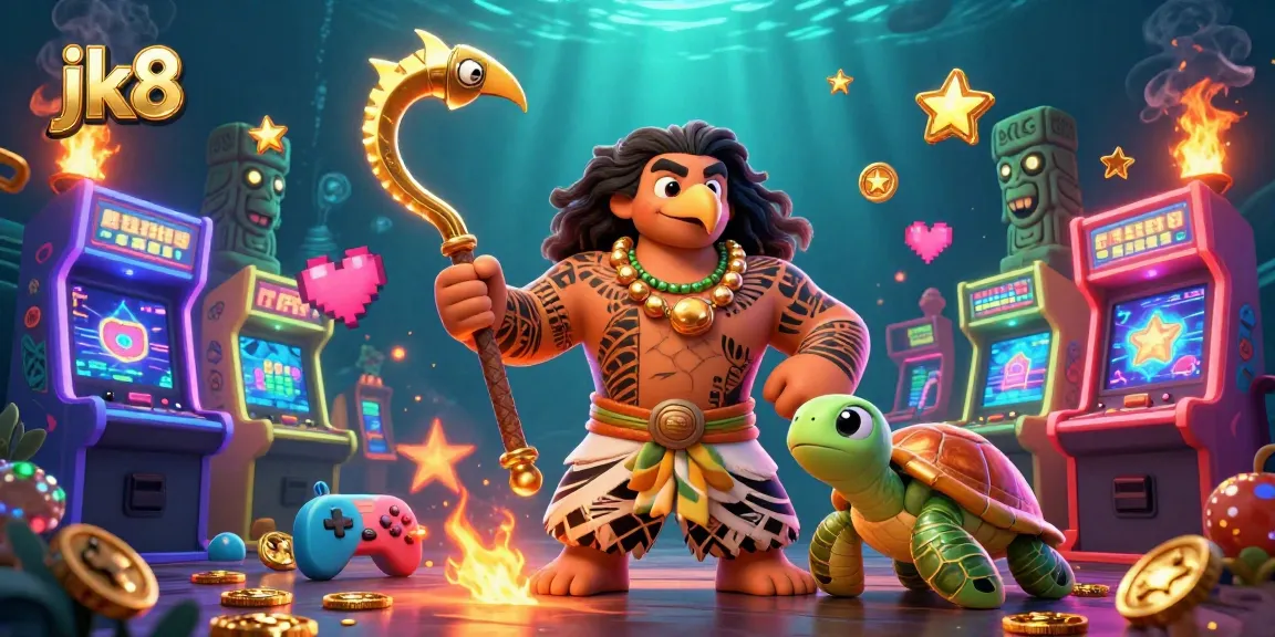 Engaging 3D scene with jk8's Polynesian hawk and vibrant casino elements capturing game excitement.