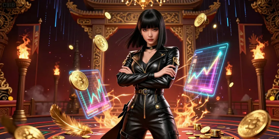 C168 offers a thrilling casino experience with neon lights and Bitcoin coins, highlighting gambling excitement.