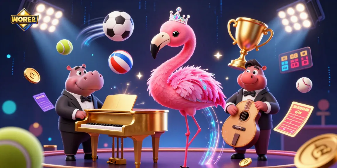 WORTEL21 captures the action with vibrant casino characters and dynamic sporting elements.