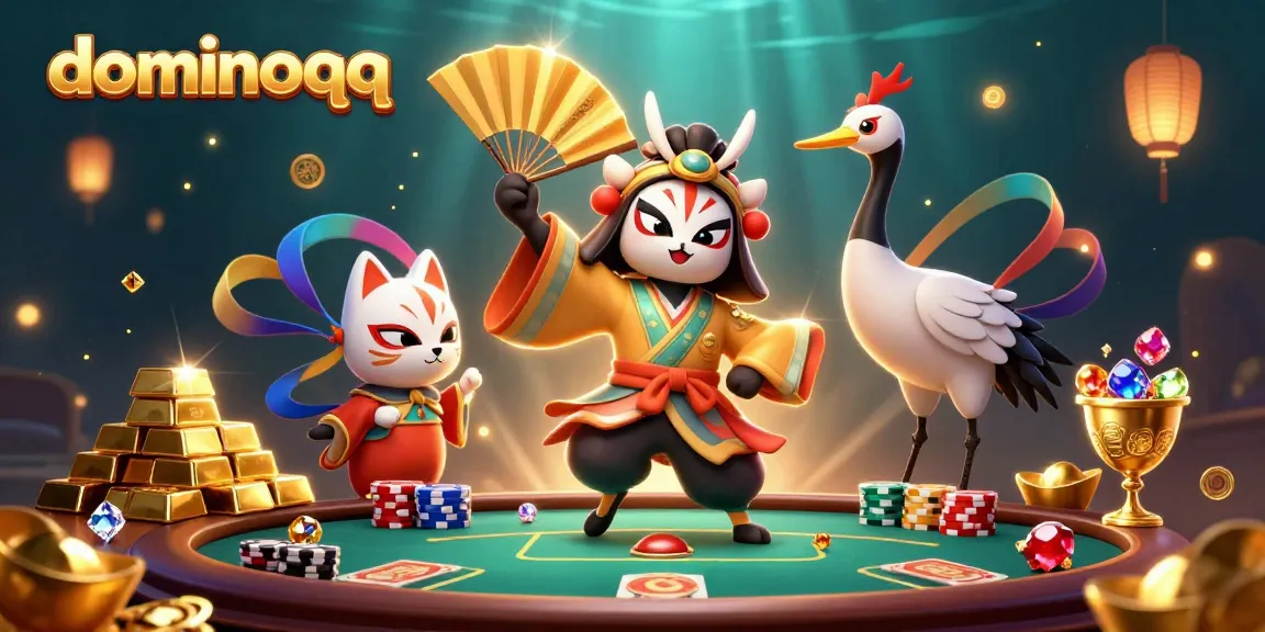 Engage with dominoqq action at an exciting online poker scene featuring vibrant characters.