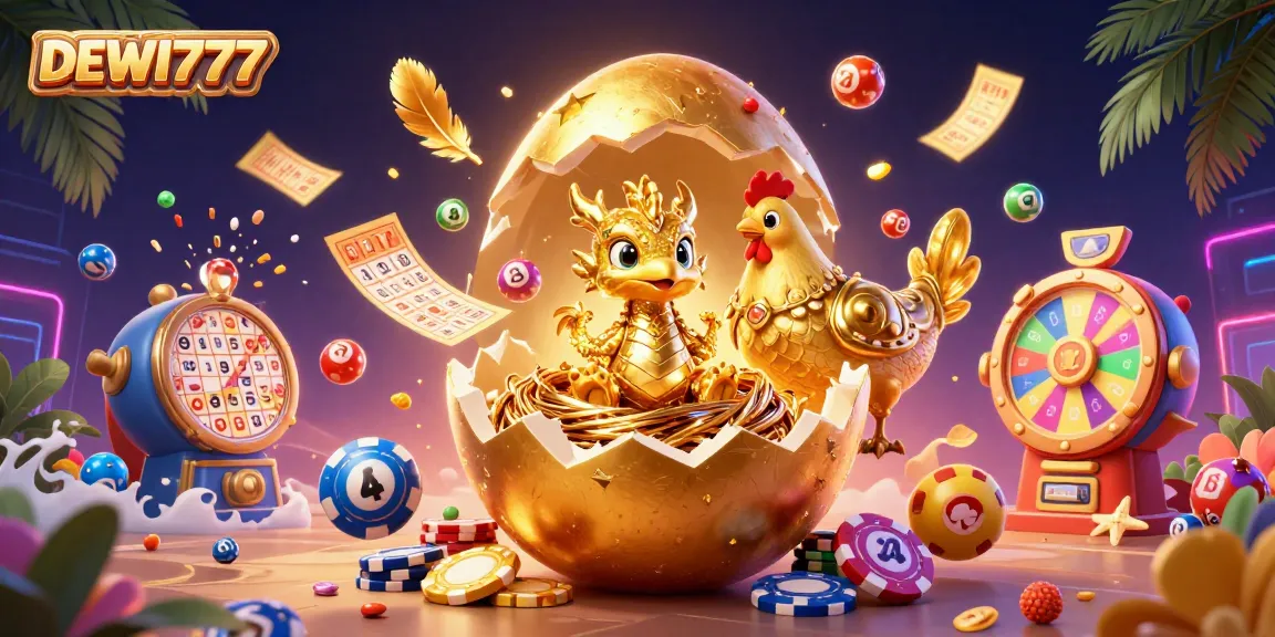 Join the excitement of DEWI777 gaming with this dazzling illustration showcasing a golden dragon and poker chips.
