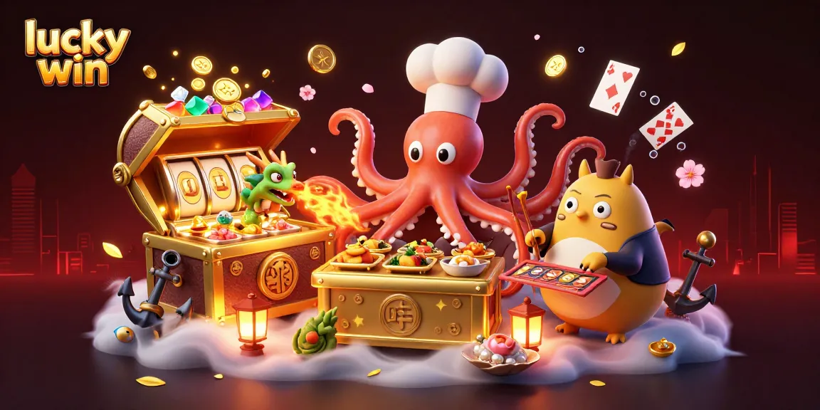 Experience the excitement of lucky win at this vibrant casino scene with colorful jackpots and golden rewards.