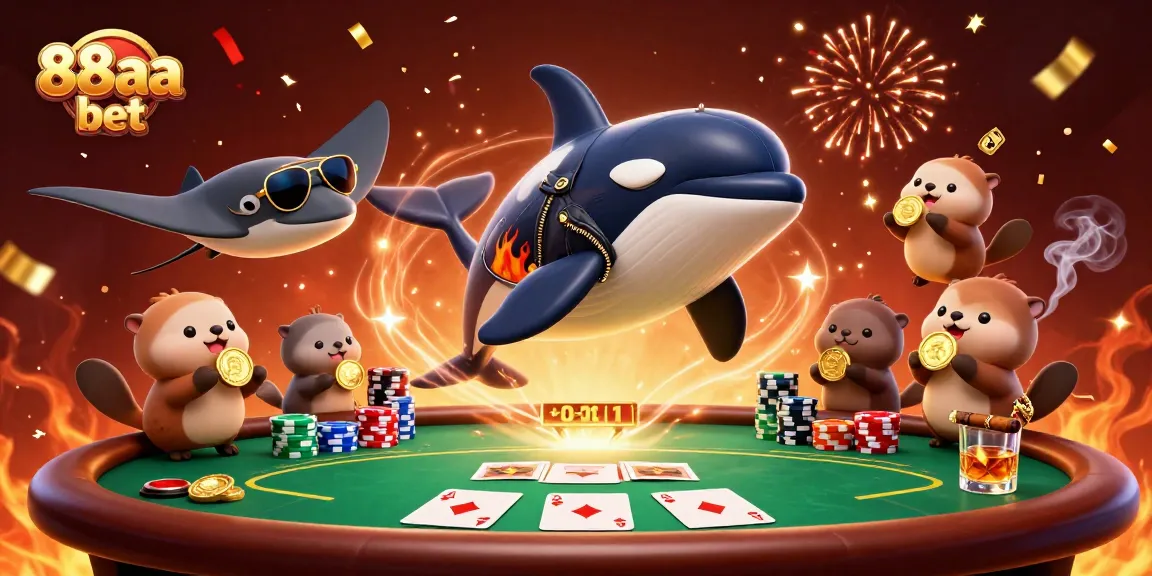 Win big with 88aa bet at a vibrant casino scene featuring playful sea creatures.