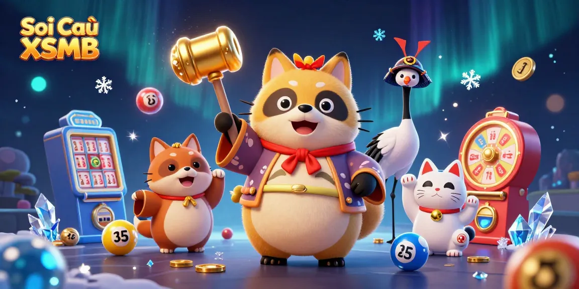 Soi Cầu XSMB captures the excitement of lottery games in a vibrant 3D illustration.