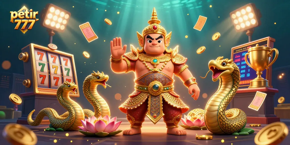 Experience the thrilling games of petir 777 with dynamic slot elements and vibrant characters in a 3D casino scene.