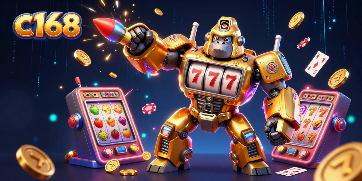 C168 delivers an exhilarating gaming experience with a dynamic gorilla mech and vibrant slot elements.