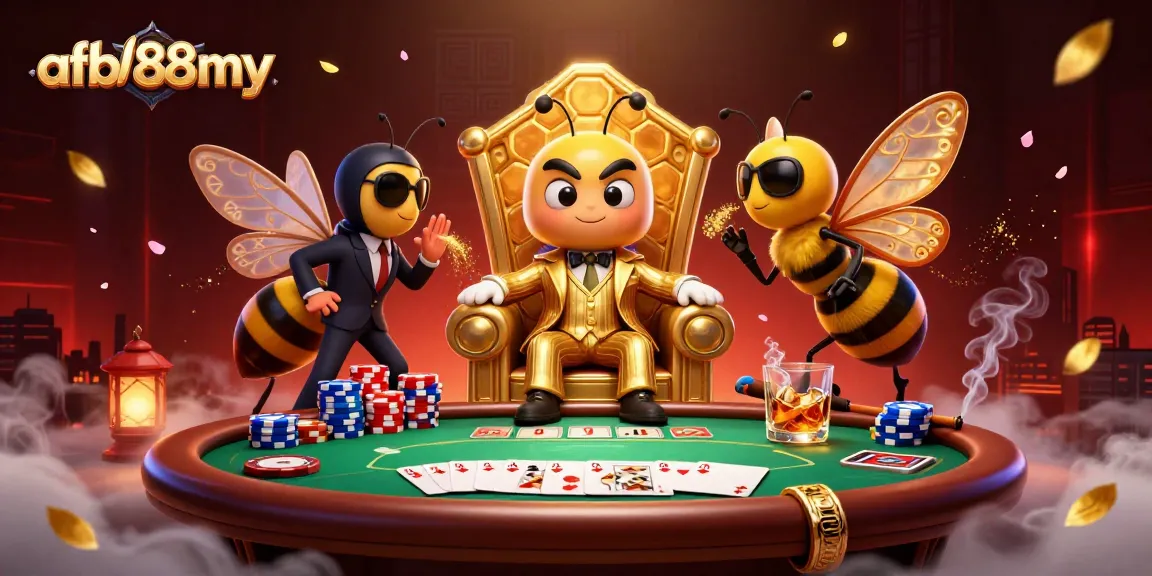 Engage with afb88my as the bumblebee mob boss oversees a thrilling poker game with intense action.