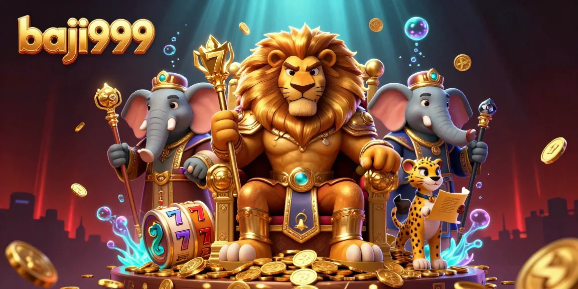 Baji999 engages players with thrilling slot games and vibrant cartoon characters in a lively casino scene.