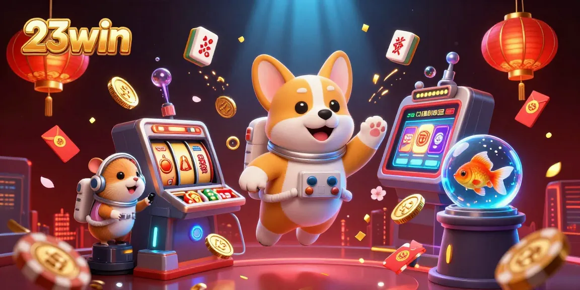 Experience the thrills of 23win in a vibrant space casino illustration with dynamic gaming elements.