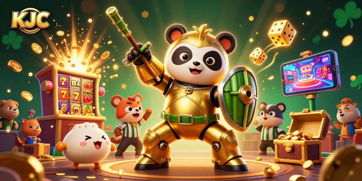 KJC showcases thrilling casino entertainment with mech-suit panda, jackpot, and dynamic gaming action.