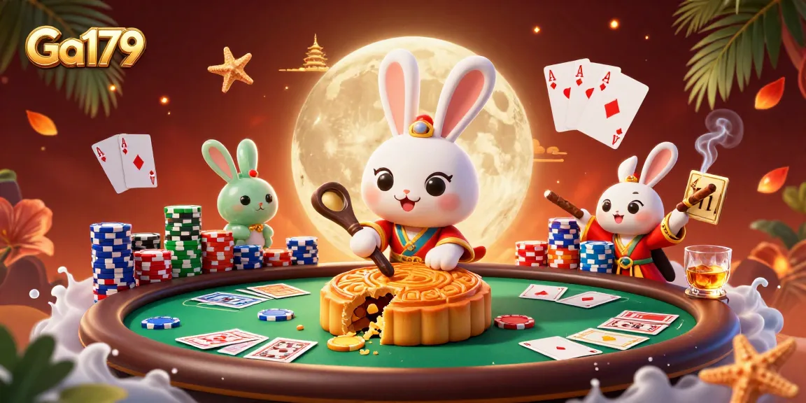 Engage with Ga179's vibrant 3D casino illustration featuring poker chips and a charming lunar rabbit.