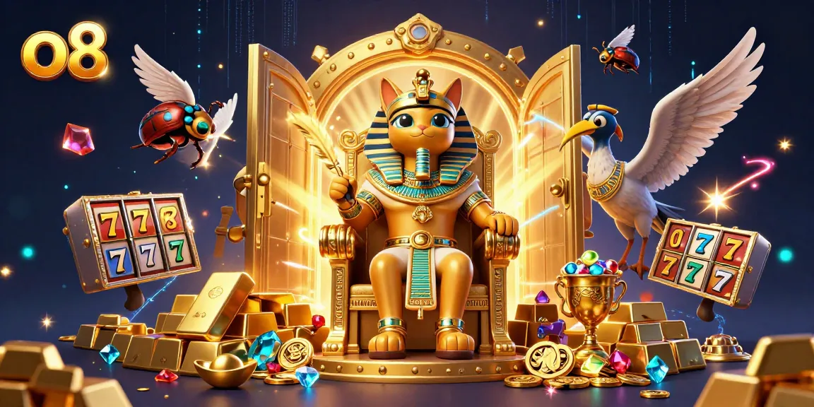 Spin and win with O8's pharaoh-themed online casino, featuring vibrant treasures and games.
