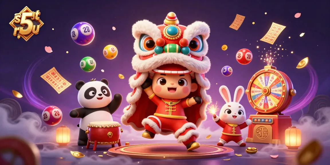 Win big with slot 5 ribu in this vibrant casino scene with dynamic elements and festive characters.