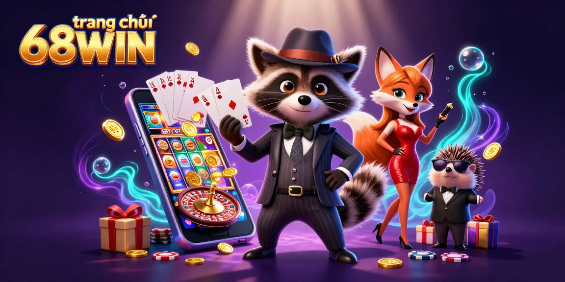 Bet on excitement at trang chủ 68WIN, showcasing vibrant casino action with characters and gaming elements.