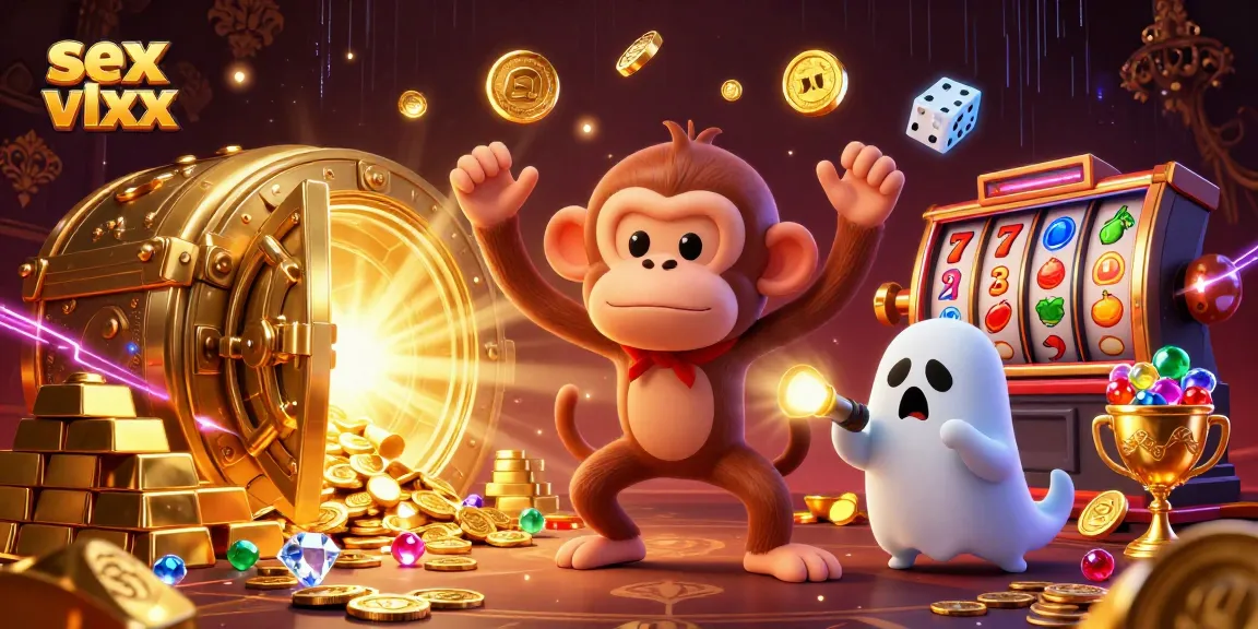 Engage with sex vlxx as a playful poltergeist monkey juggles casino treasures in an enchanting haunted scene.