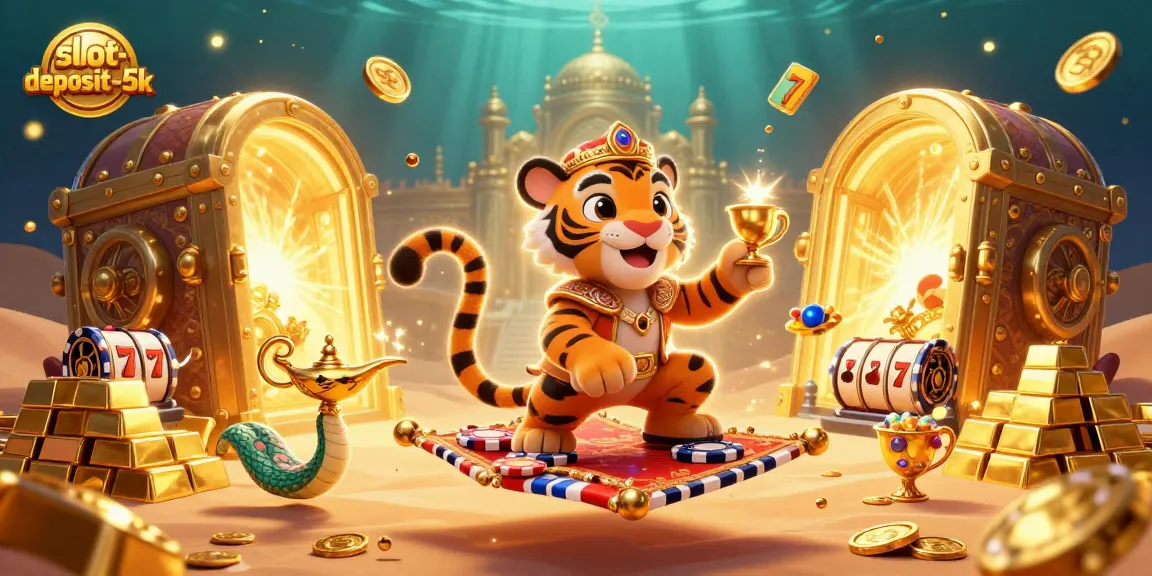 Experience thrilling wins with the tiger sultan at slot-deposit-5k in this vibrant casino scene.