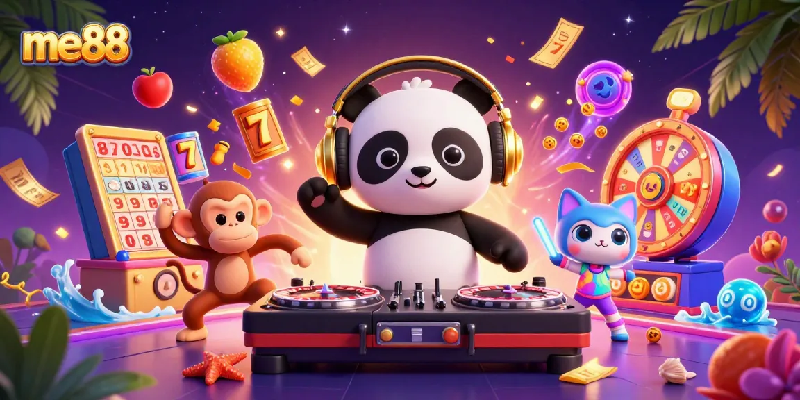 Join the thrill at me88 with a lively 3D DJ panda and dynamic gambling elements!