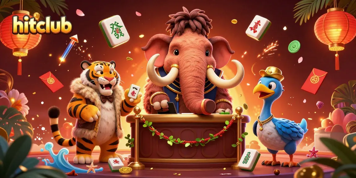 Join the action at hitclub with a vibrant scene featuring a woolly mammoth bouncer and saber-tooth tiger VIP.