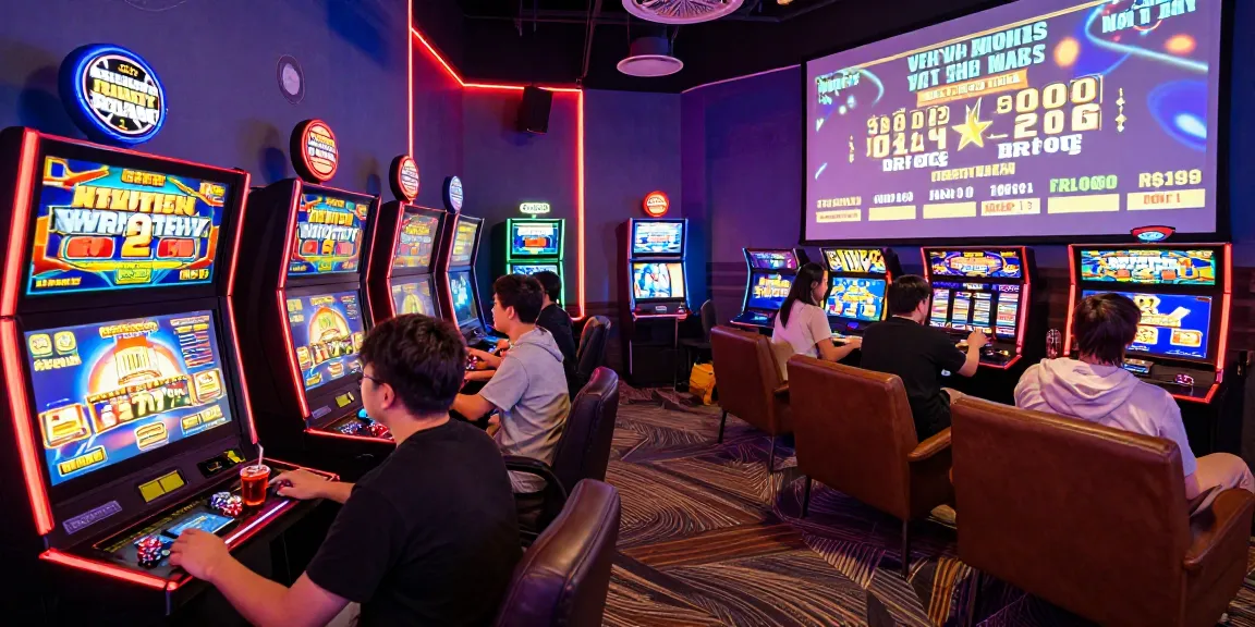 Pengalaman bermain slot dengan pemain yang antusias dan mesin permainan yang modern di lounge game.